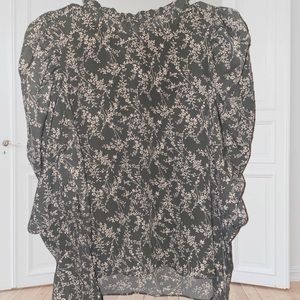 Anthropologie Floral Long Sleeve High Neck Blouse Calista Size Small